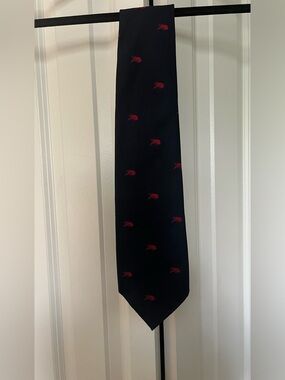 Perils Classic Navy Tie with Red Embroidered  Crawfish - Men's Accessory